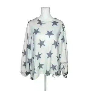 Altar'd State women's oversized white and gray star blouse dolman sleeve medium